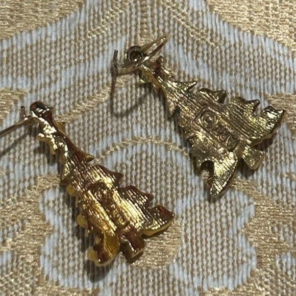 HOLIDAY🎄🎄ART Arthur Pepper Gold Rhinestone Tree EARRING - Picture 6 of 6